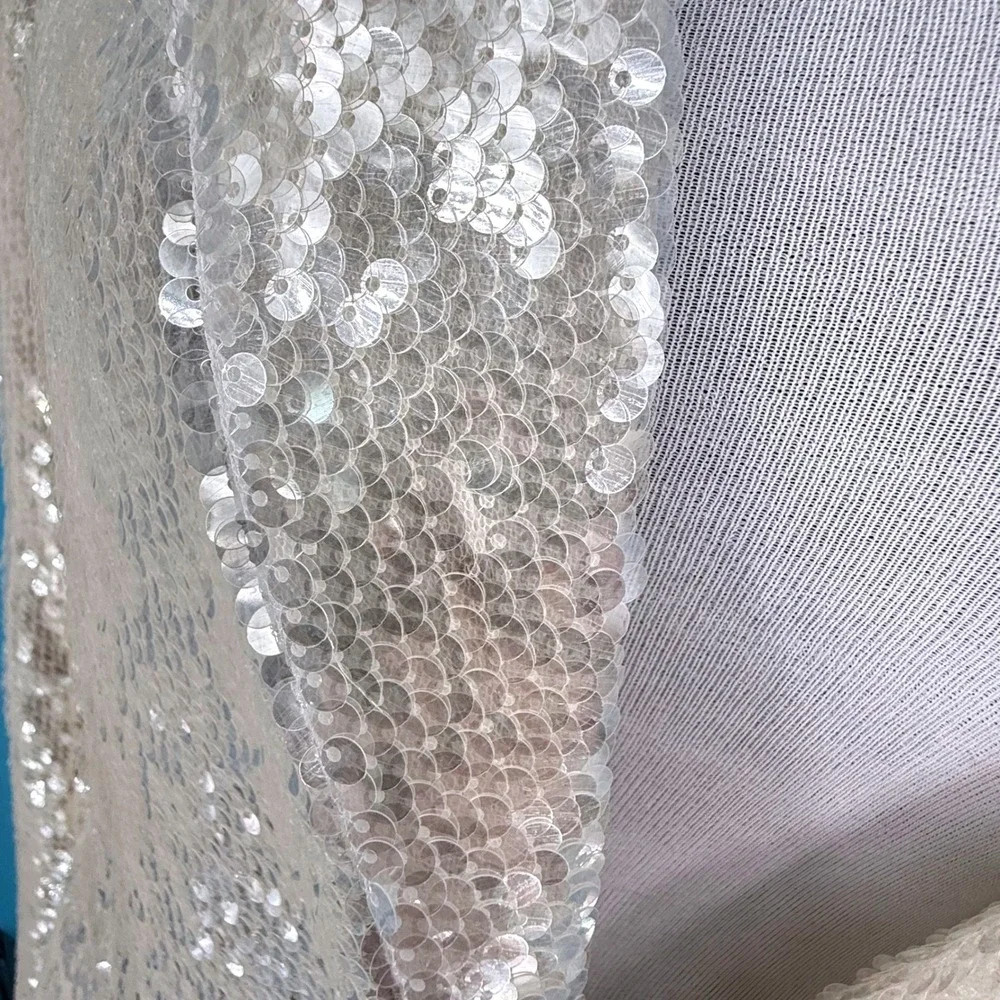 Donnee Par Dieu Cream Sequin Blazer Jacket Large Champagne Sparkle 22161-T‎
